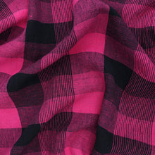 Deadstock Linen - Check - Pink + Black