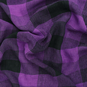 Deadstock Linen - Check - Purple + Black