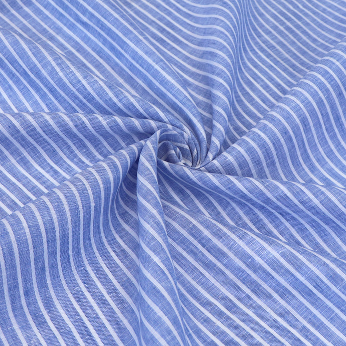 Deadstock Linen - Yarn Dyed Blue + White Stripe