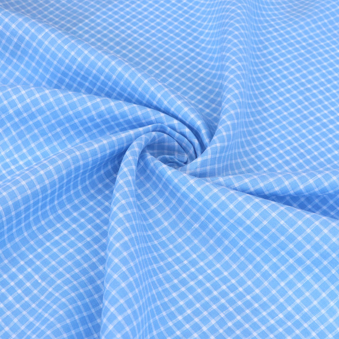 Deadstock Linen - Yarn Dyed Light Blue + White Check