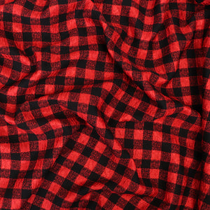 Deadstock Satin Seersucker - Red + Black Check