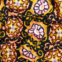 Deadstock Satin Twill Lining - Ornate Flower Tiles