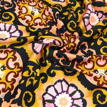 Deadstock Satin Twill Lining - Ornate Flower Tiles