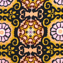 Deadstock Satin Twill Lining - Ornate Flower Tiles