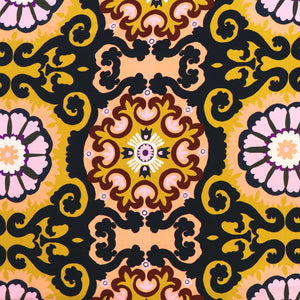 Deadstock Satin Twill Lining - Ornate Flower Tiles