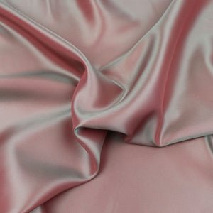 Deadstock Viscose Acetate Satin Twill - Shot Lining - Coral Pink + Sage Green