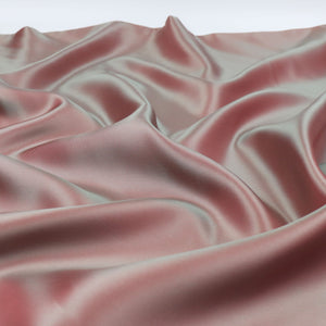 Deadstock Viscose Acetate Satin Twill - Shot Lining - Coral Pink + Sage Green