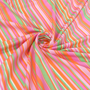 Deadstock Viscose Blend Pique - Stripes - Pink + Orange - SALE