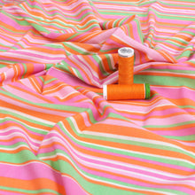 Deadstock Viscose Blend Pique - Stripes - Pink + Orange - SALE