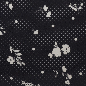Deadstock Viscose Crepe - Polka Dot + Floral Silhouette - SALE