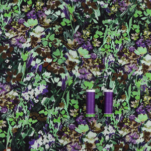 Deadstock Viscose Lawn - Green + Purple Meadow - SALE
