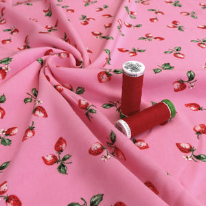 Deadstock Viscose Lawn - Strawberry Dreams