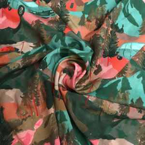 Deadstock Viscose Satin - Hiking Trip - Orange