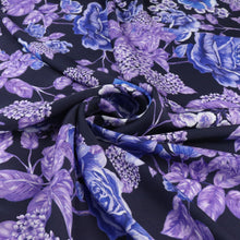 Deadstock Viscose Twill - Blue Roses - END OF BOLT 78cm