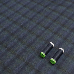 Deadstock Wool Suiting - Navy + Green Check