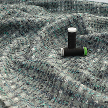 Deadstock Wool + Mohair Tweed Coating - Metallic Seafoam Check - END OF BOLT 53cm