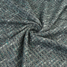 Deadstock Wool + Mohair Tweed Coating - Metallic Seafoam Check - END OF BOLT 53cm