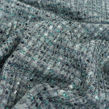 Deadstock Wool + Mohair Tweed Coating - Metallic Seafoam Check - END OF BOLT 53cm