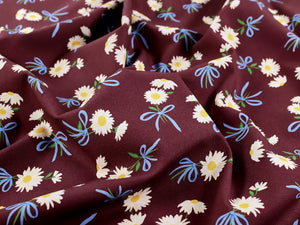 Stretch Denim 8oz - Daisy Beau Maroon - Fabric Godmother