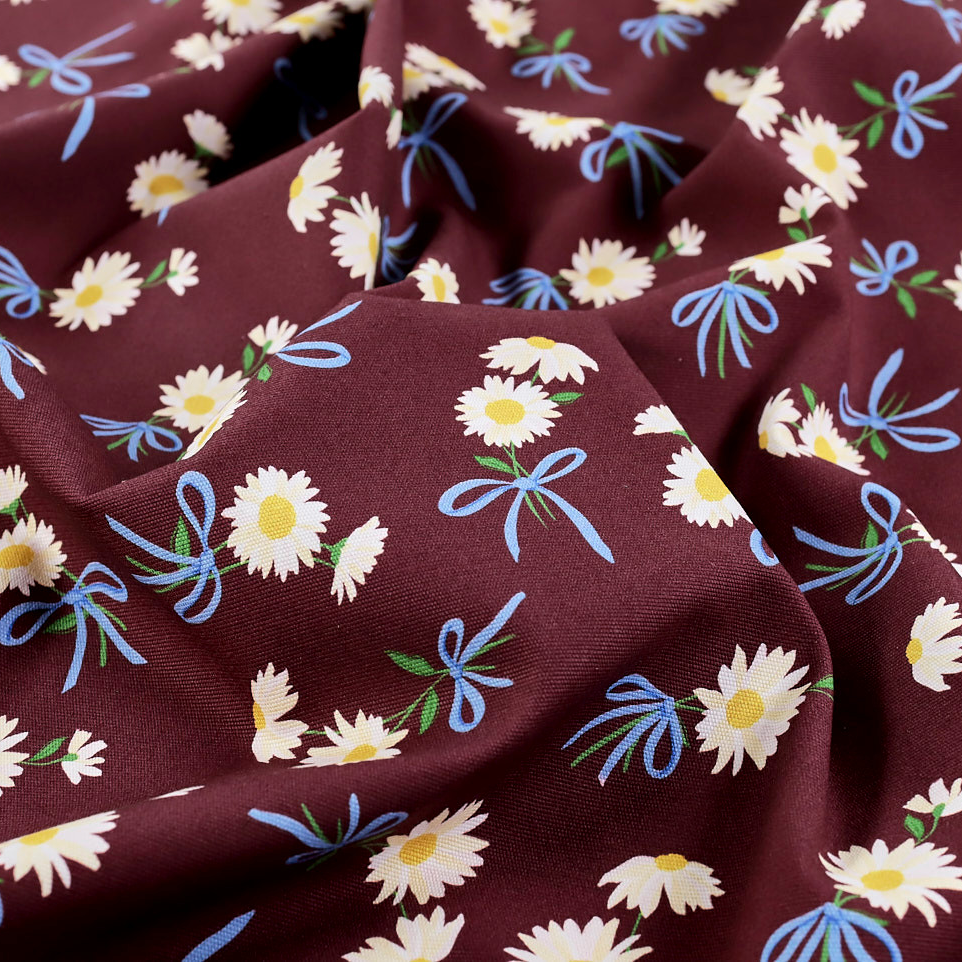 Stretch Denim 8oz - Daisy Beau Maroon - Fabric Godmother