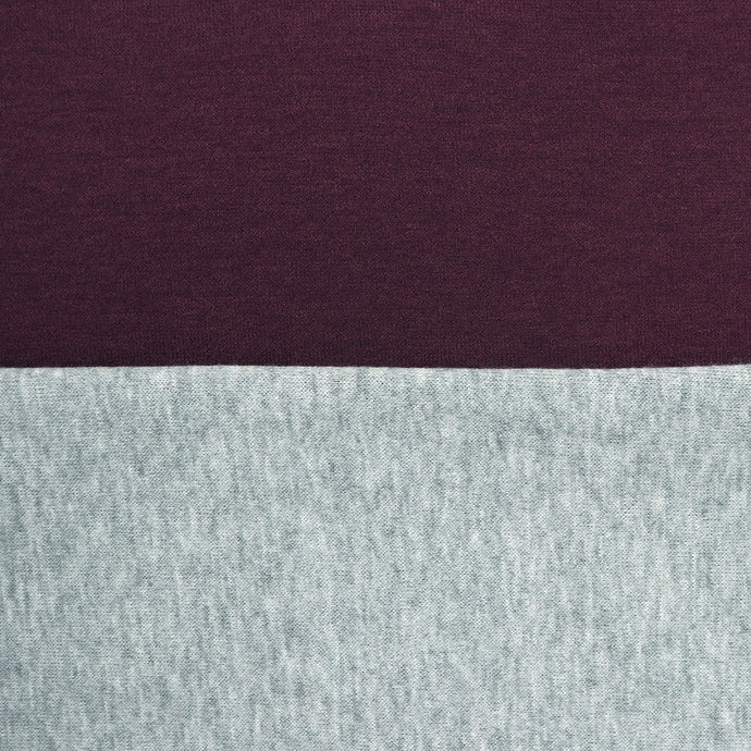 Double Face Jersey Knit - Plum + Grey