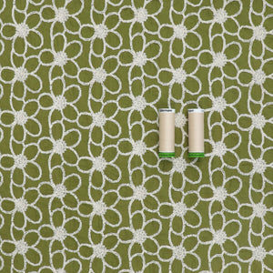 Embroidered Cotton Lawn - Daisy Chain - Green
