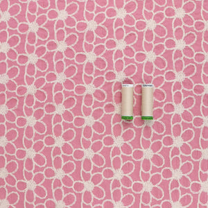 Embroidered Cotton Lawn - Daisy Chain - Pink