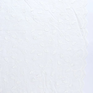 Embroidered Cotton Voile - Climbing Flowers With Scallop Border
