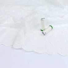 Embroidered Cotton Voile - Climbing Flowers With Scallop Border