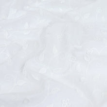 Embroidered Cotton Voile - Climbing Flowers With Scallop Border