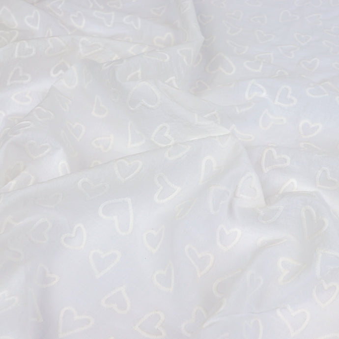 Embroidered Cotton Voile - Love Hearts