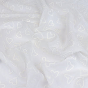 Embroidered Cotton Voile - Love Hearts