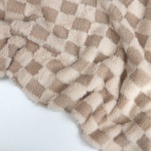 Faux Fur - Checkerboard - Light Beige