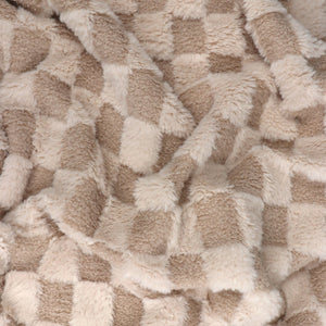 Faux Fur - Checkerboard - Light Beige