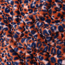 Faux Fur - Orange + Blue Leopard