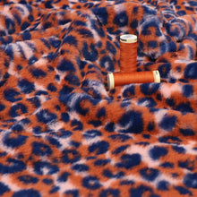 Faux Fur - Orange + Blue Leopard