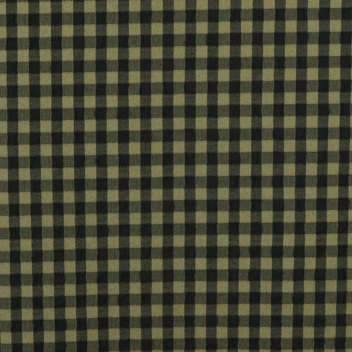 Fibre Mood Seersucker - Black + Green Gingham