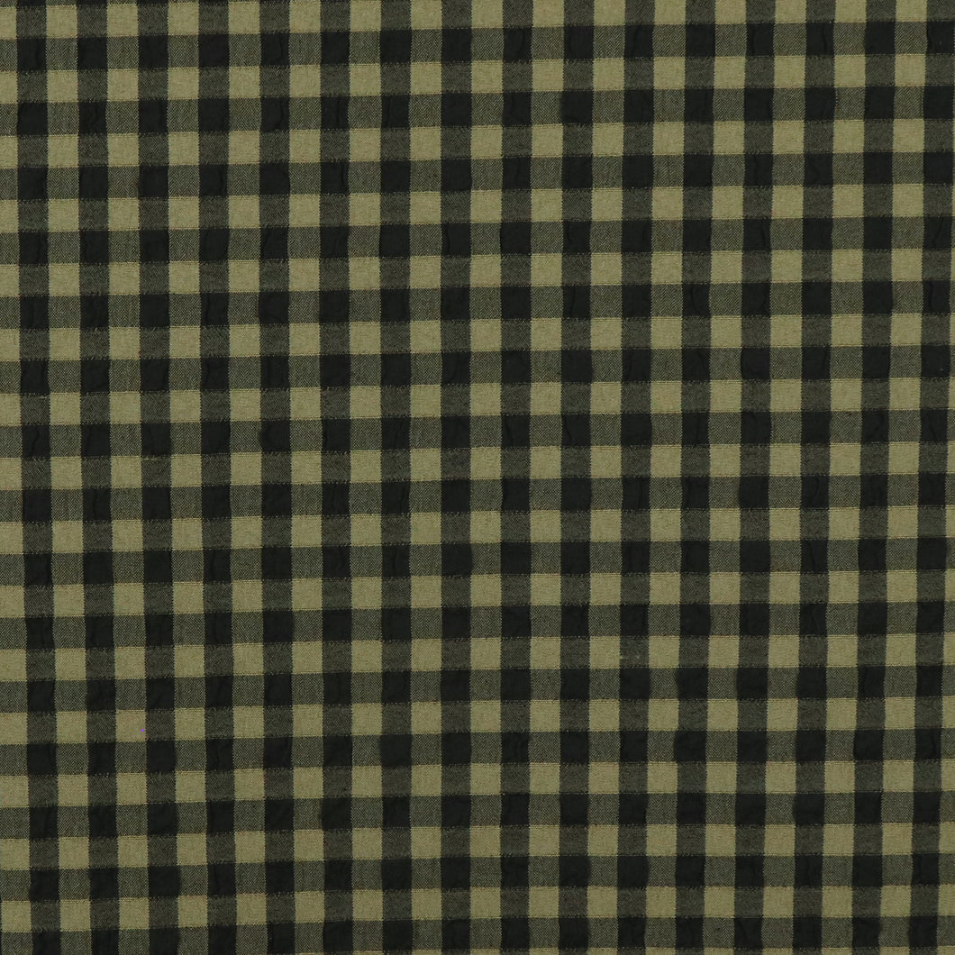 Fibre Mood Seersucker - Black + Green Gingham