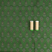 Indian Hand Block Print Cotton Fabric - Green Floral Motif