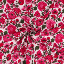 Indian Hand Block Print Cotton Fabric - Pink Blooms