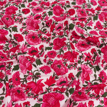 Indian Hand Block Print Cotton Fabric - Pink Blooms