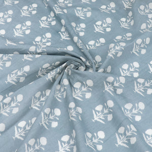 Indian Screen Printed Cotton Fabric - Poppy Silhouette