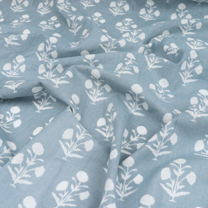 Indian Screen Printed Cotton Fabric - Poppy Silhouette