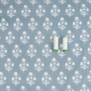 Indian Screen Printed Cotton Fabric - Poppy Silhouette