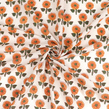 Indian Hand Block Print Cotton Fabric - Vintage Sunflower - END OF BOLT 94cm