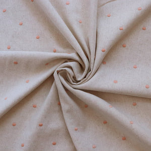 Linen Viscose - Embroidered Dots - Pale Pink - SALE