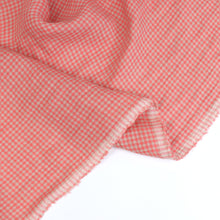 Tumbled Linen Flax - Coral Gingham Check