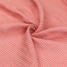 Tumbled Linen Flax - Coral Gingham Check