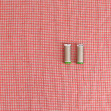 Tumbled Linen Flax - Coral Gingham Check