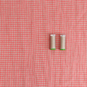 Tumbled Linen Flax - Coral Gingham Check